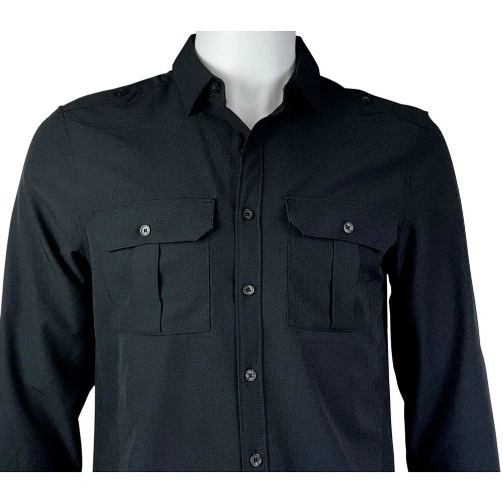 Bruno Luxe Mens Small Dress Shirt Button Down Long Sleeve New York Black New